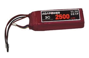 Аккумулятор AGA POWER Li-Pol 2500mAh 11.1V 3S 3C 27x30x96мм для передатчиков