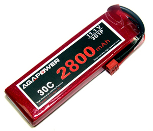Аккумулятор AGA POWER Li-Pol 2800mAh 11.1V 3S 30C Softcase 26x34x105мм T-Plug