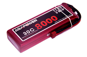 Аккумулятор AGA POWER Li-Pol 8000mAh 11.1V 3S 30C Softcase 26x59x168мм T-Plug