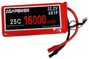 Аккумулятор AGA POWER Li-Pol 16000mAh 22.2V 6S 25C Softcase 59x75x170мм AS150+XT150