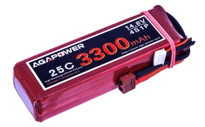 Аккумулятор AGA POWER Li-Pol 3300mAh 14.8V 4S 25C Softcase 26x34x134мм T-Plug