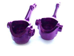 Передние кулаки поворотные 2шт алюминиевые для машинки на радиоуправлении HI5101, HI4123 фиолетовые (102011 запчасти Himoto)