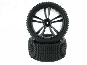 1:10 Black Buggy Rear Tires and Rims(31212B+31308) 2P