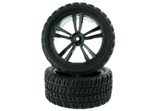 1:10 Black Short Course Rear Tires and Rims (31212B+31405) 2P