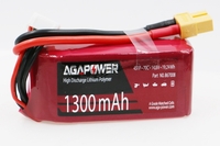 Аккумулятор AGA POWER Li-Pol 1300mAh 14.8V 4S 70C Softcase 32x34x72мм T-Plug