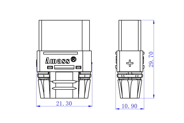 Силкові конектори AMASS XT90H Female, 50 шт, для літієвих акумуляторів